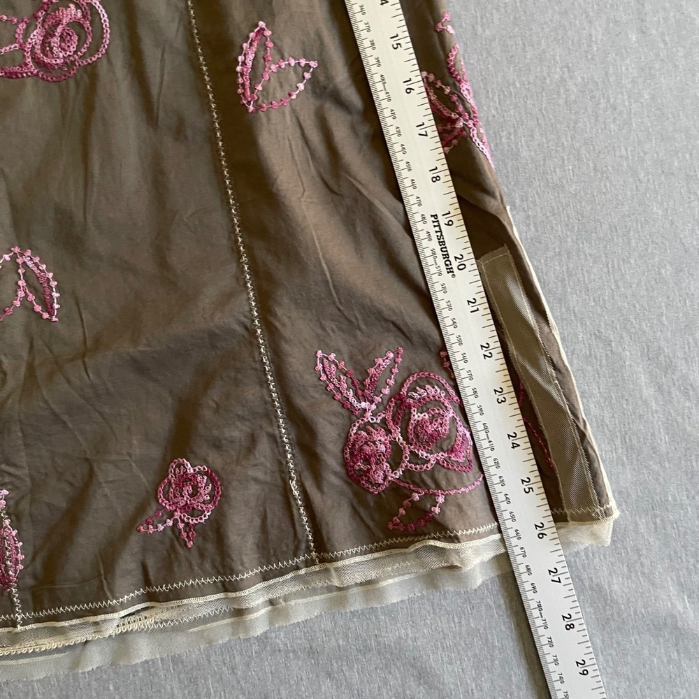 J. Jill Skirt Women 16T Brown Pink Floral Embroidered Lace Boho Cottagecore - Picture 5 of 8